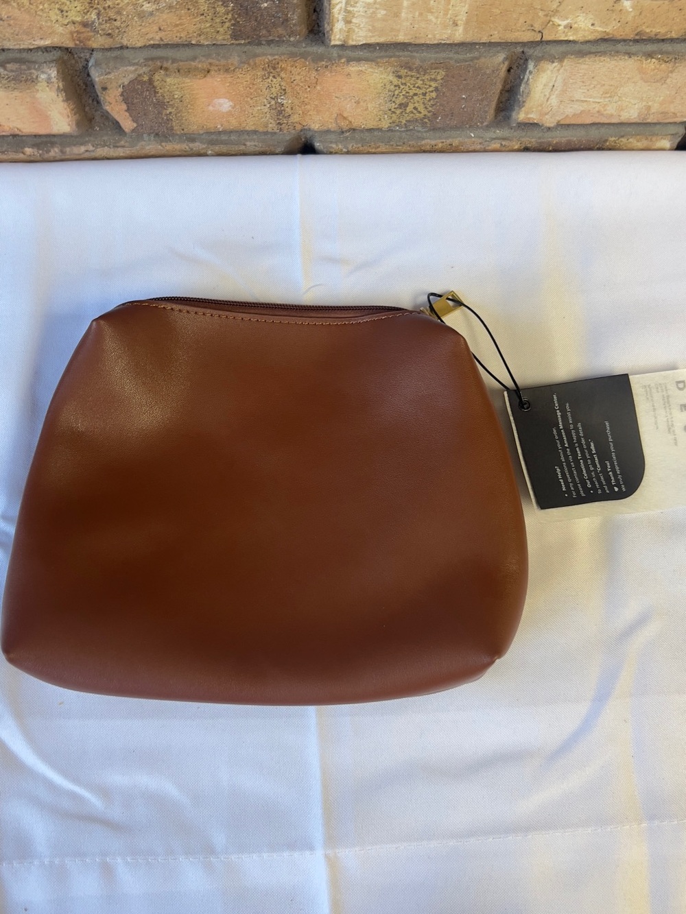 Classic Tan Cosmetic Pouch with Zip Closure